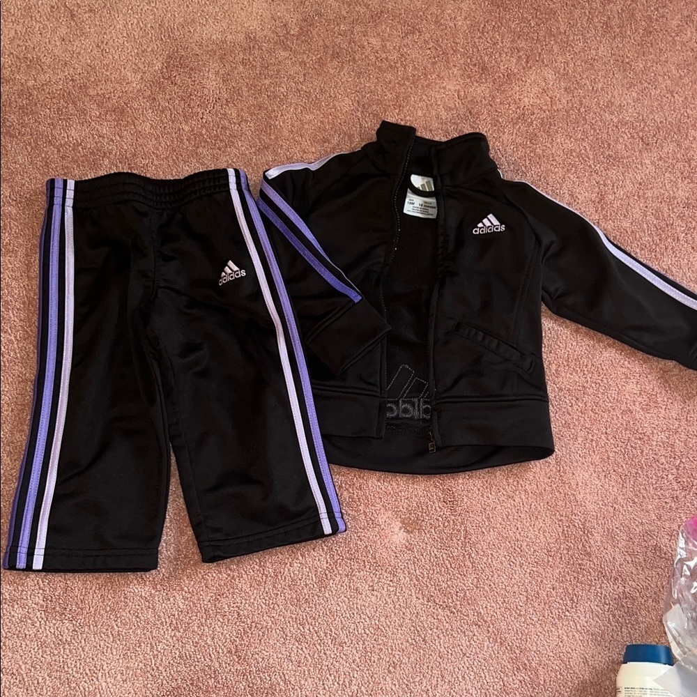 adidas Kids Black and Purple Matching Set